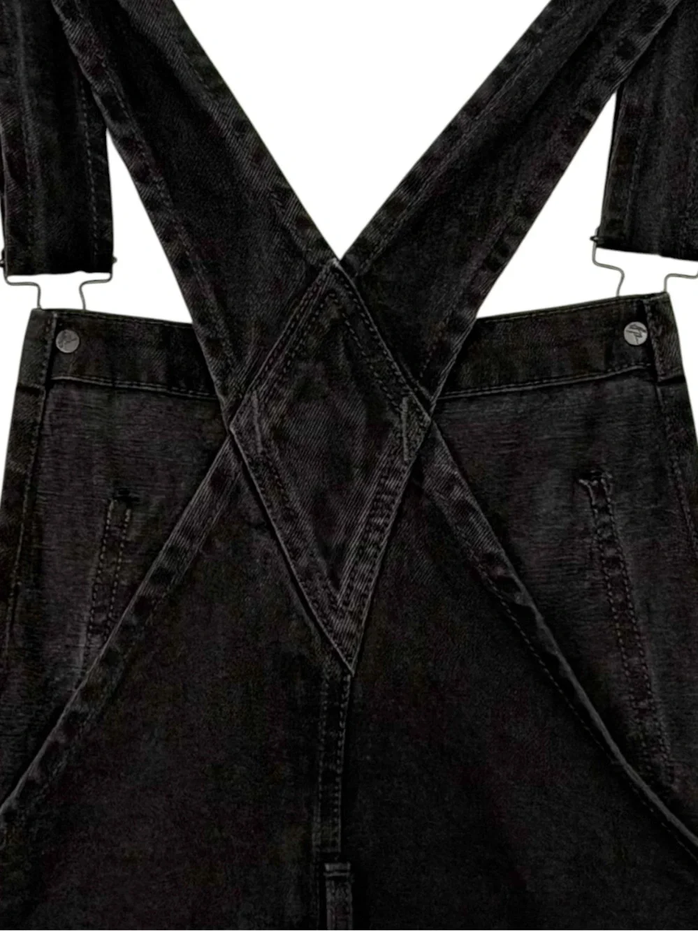 Free People Black Denim Short Overalls